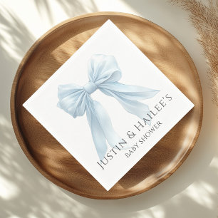 Personalised Blue Bow Girl Coquette Baby Shower Napkin