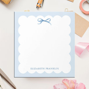 Personalised Blue Bow Nantucket Coquette Aesthetic Notepad