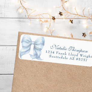 Personalised Blue Bow Return Mailing Address Label