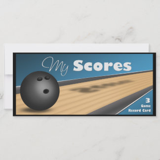 Personalised Blue Bowling Score Cards