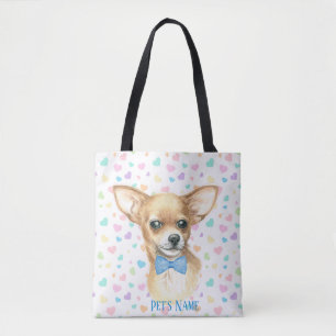 Personalised Blue Bowtie Chihuahua Tote Bag