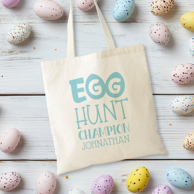 Personalised Blue Boy Easter Egg Hunt Champion Tote Bag (Personalized Blue Boy Easter Egg Hunt Champion Tote Bag
)