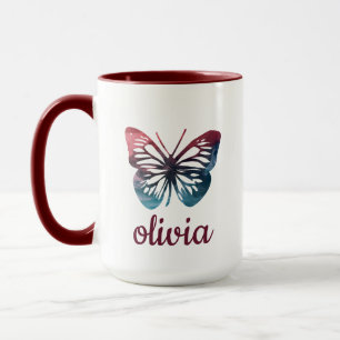 Personalised Blue Butterfly Coffee Mug