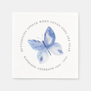 Personalised Blue Butterfly Funeral Wake Napkin