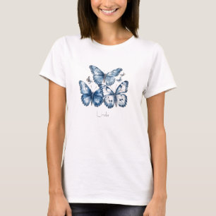 Personalised Blue Butterfly Trio Name Artwork T-Shirt
