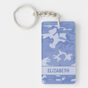 Personalised Blue Camo Key Ring