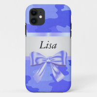Personalised Blue Camouflage Blue Bow