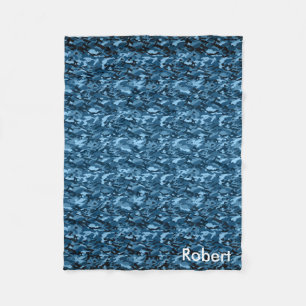 Personalised Blue Camouflage Camo Pattern Fleece Blanket