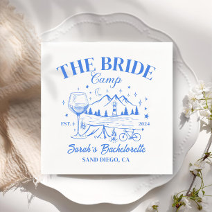 Personalised Blue Camp Bachelorette Cocktail  Napkin