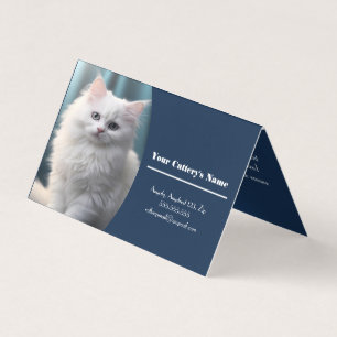 Personalised Blue Cattery Fold Business Card