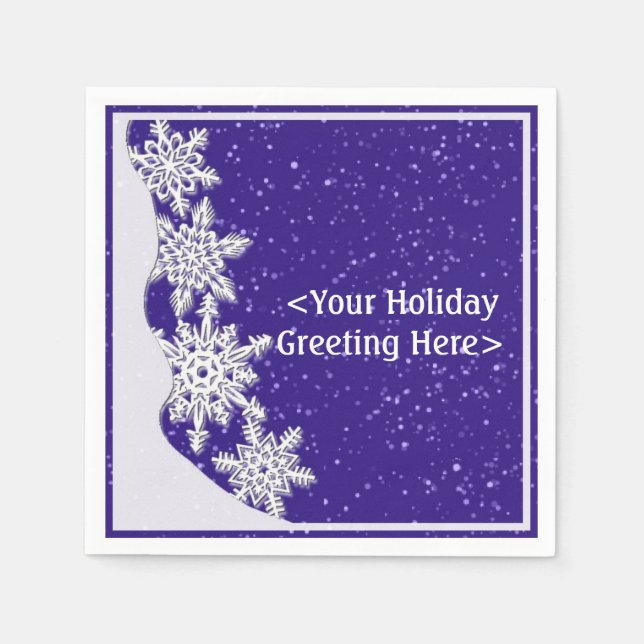 Personalised Blue Christmas Snowflake Napkins (Front)