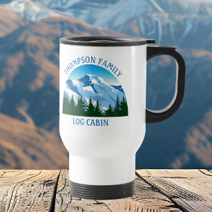 Personalised Blue Colorado Mountain Lodge Hiking  Travel Mug