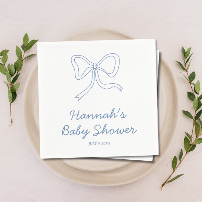 Personalised Blue Coquette Bow Baby Shower Napkins (Personalized Blue Coquette Bow Baby Shower Napkins)