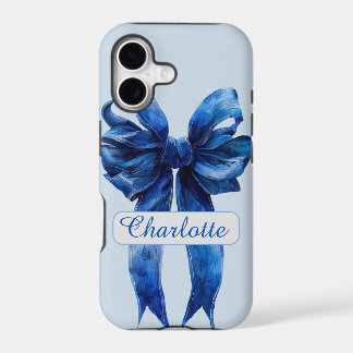 Personalised Blue Coquette Bow iPhone Case