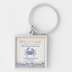 Personalised Blue Crab Welcome  Key Ring