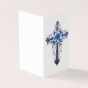 Personalised Blue Cross Flower Card