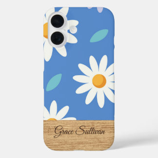 Personalised Blue Daisy Floral iPhone Case