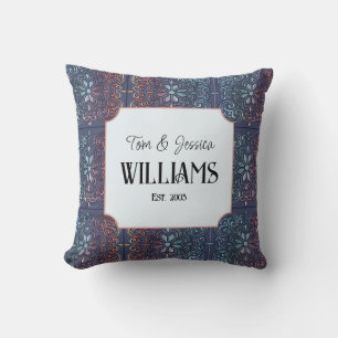 Personalised Blue Decorative Tile Cushion