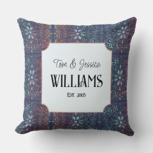 Personalised Blue Decorative Tile Cushion