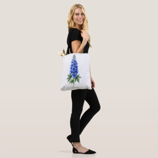 Personalised Blue Delphinium Floral Tote Bag | Wat