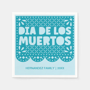 Personalised Blue Dia de los Muertos Paper Napkins