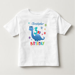 Personalised Blue Dinosaur 3rd Birthday Toddler T-Shirt