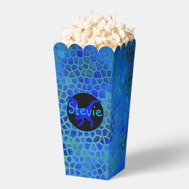 Personalised Blue Dinosaur Hide Favour Box (Popped)