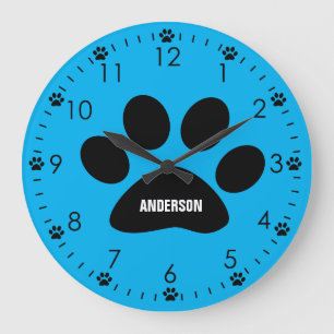 Personalised Blue Dog Large Clock