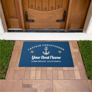 Personalised Blue Doormat w/ Starfish & Anchor