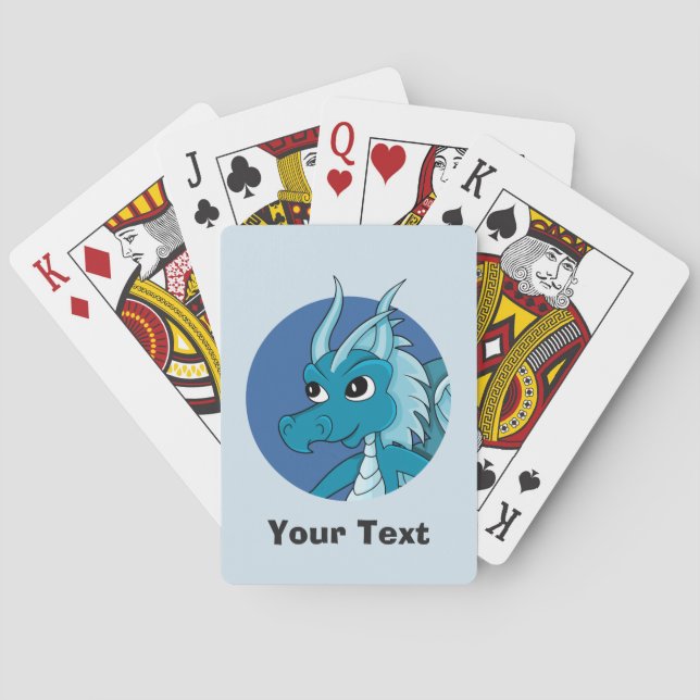 Personalised Blue dragon cartoon Playing Cards (Back)