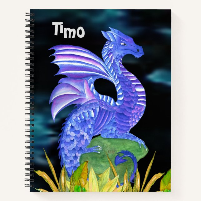 Personalised blue dragon notebook (Front)