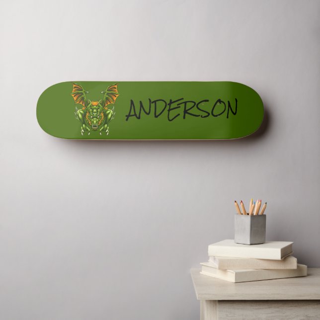 Personalised  blue dragon skateboard (Wall Art (Horz))