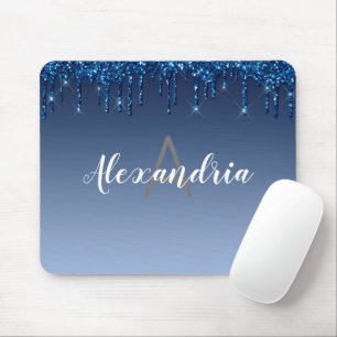 Personalised Blue Dripping Glitter Mouse Pad
