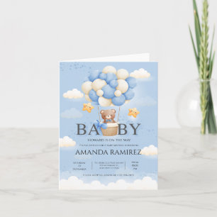 Personalised Blue Elephant Baby Shower Invitation