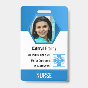 Personalised blue Employee ID, Photo, Name ID Badge