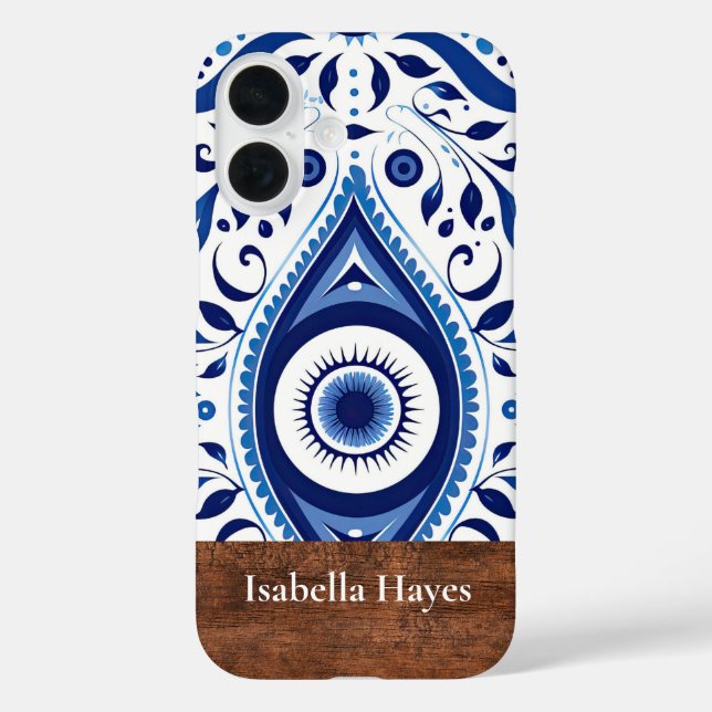 Personalised Blue Evil Eye Protection iPhone Case (Back)