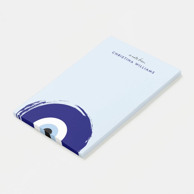 Personalised Blue Evil Eye Protection Symbol Post-it Notes (Angled)