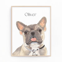 Personalised Blue Fawn Frenchie French Bulldog Art