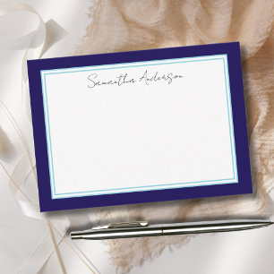  Personalised Blue Flat Note Card
