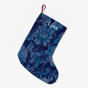 Personalised Blue Floral Christmas Stocking