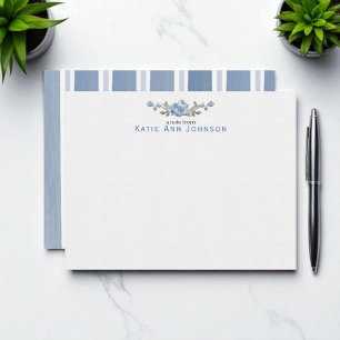 Personalised Blue Floral Custom Stationery Card