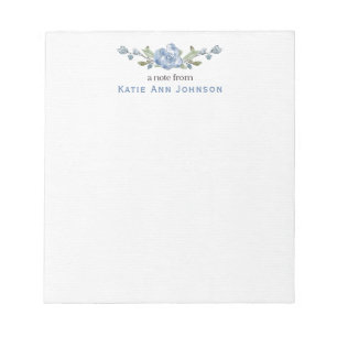 Personalised Blue Floral Custom Stationery Notepad