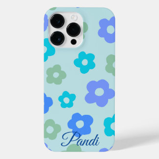 personalised blue floral iPhone 14 pro max case
