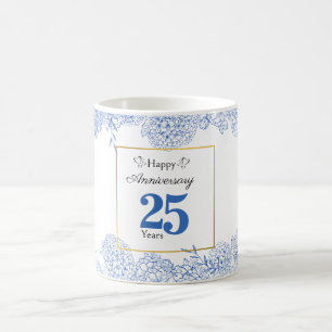 Personalised Blue Floral Mug - Customisable Year K