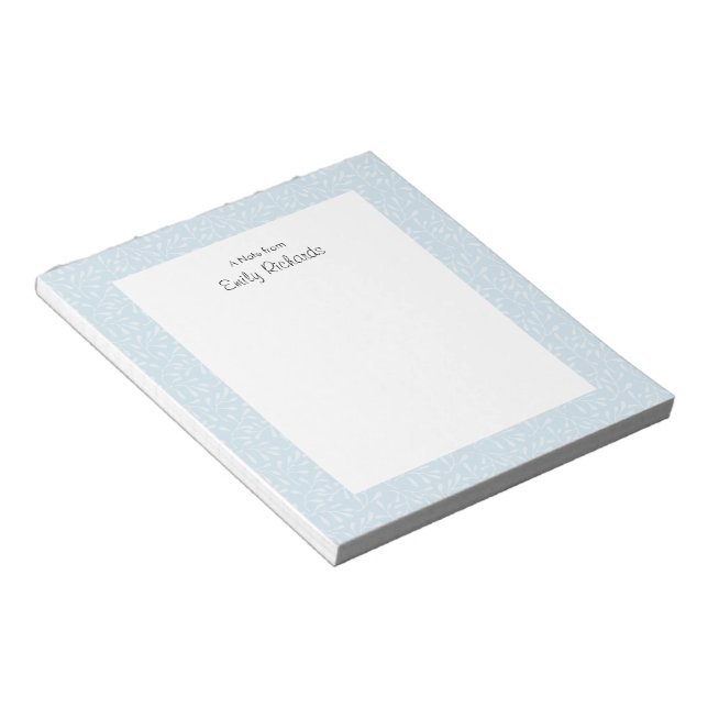 Personalised blue floral patterned Notepad (Angled)