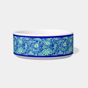Personalised Blue Floral Pet Bowl