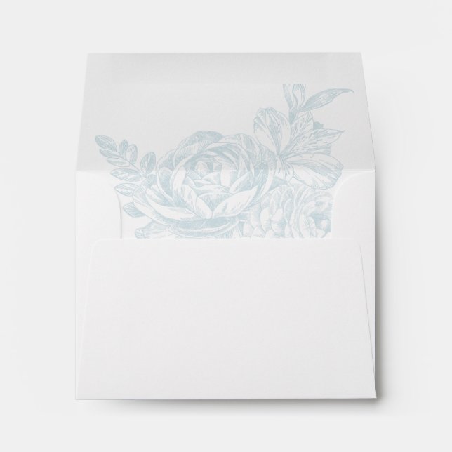 Personalised Blue Floral RSVP Return Envelope (Back (Bottom))