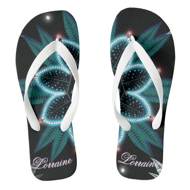 Personalised Blue Flower Mandala  Thongs (Footbed)