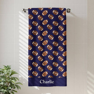 Personalised Blue Football Kids Bath Towel