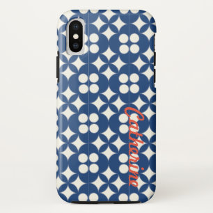Personalised Blue Geometric Pattern iPhone X Case